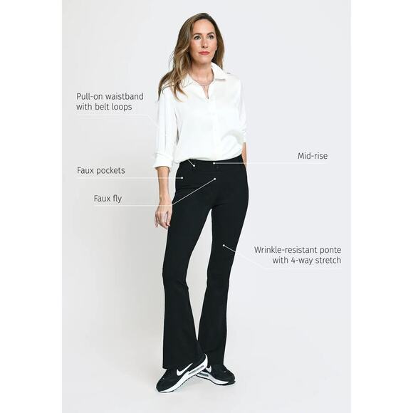 Betabrand Women's Dress Pants Yoga Pants Black Boot Cut Pull Up Stretch NWT - Picture 3 of 13